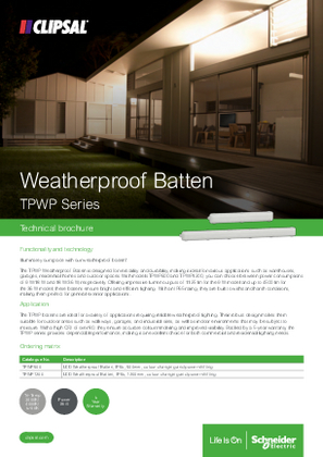 Clipsal Lighting Range, TPWP Weatherproof Batten LMA Leaflet