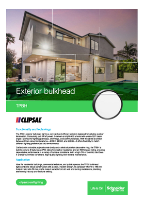 Clipsal Lighting Range, TPBH exterior bulkhead lighting leaflet