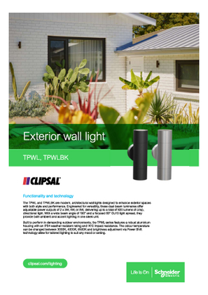 Clipsal Lighting Range, TPWL exterior wall lighting leaflet