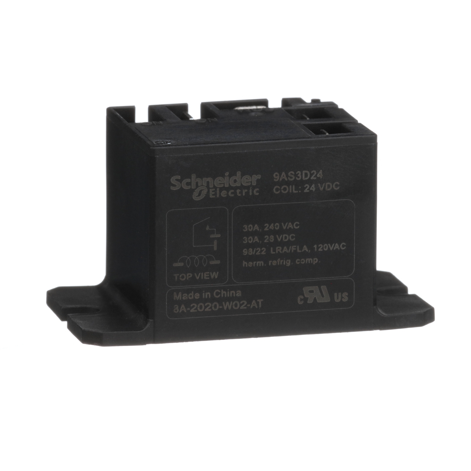 Power Relays, Harmony 9A, SPST-NO, 30A, flanged panel mount, sealed cover, 24V DC