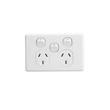 IP54 6000 Series-Aust Brand Deta DOUBLE OUTLET POWERPOINT+Extra Switch 240V 10A 