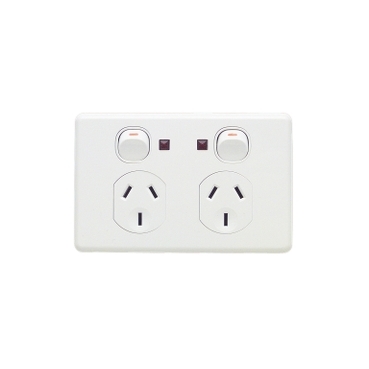 switched socket twin neon
