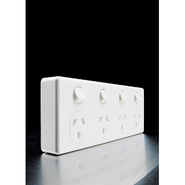 Clipsal C2000 Series Quad Switch Socket Outlet Classic, 250V, 10A, 2 Pole