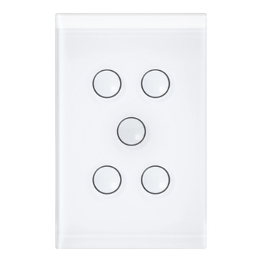 GRID&PLATE 5GANG TOUCH P/WHT
