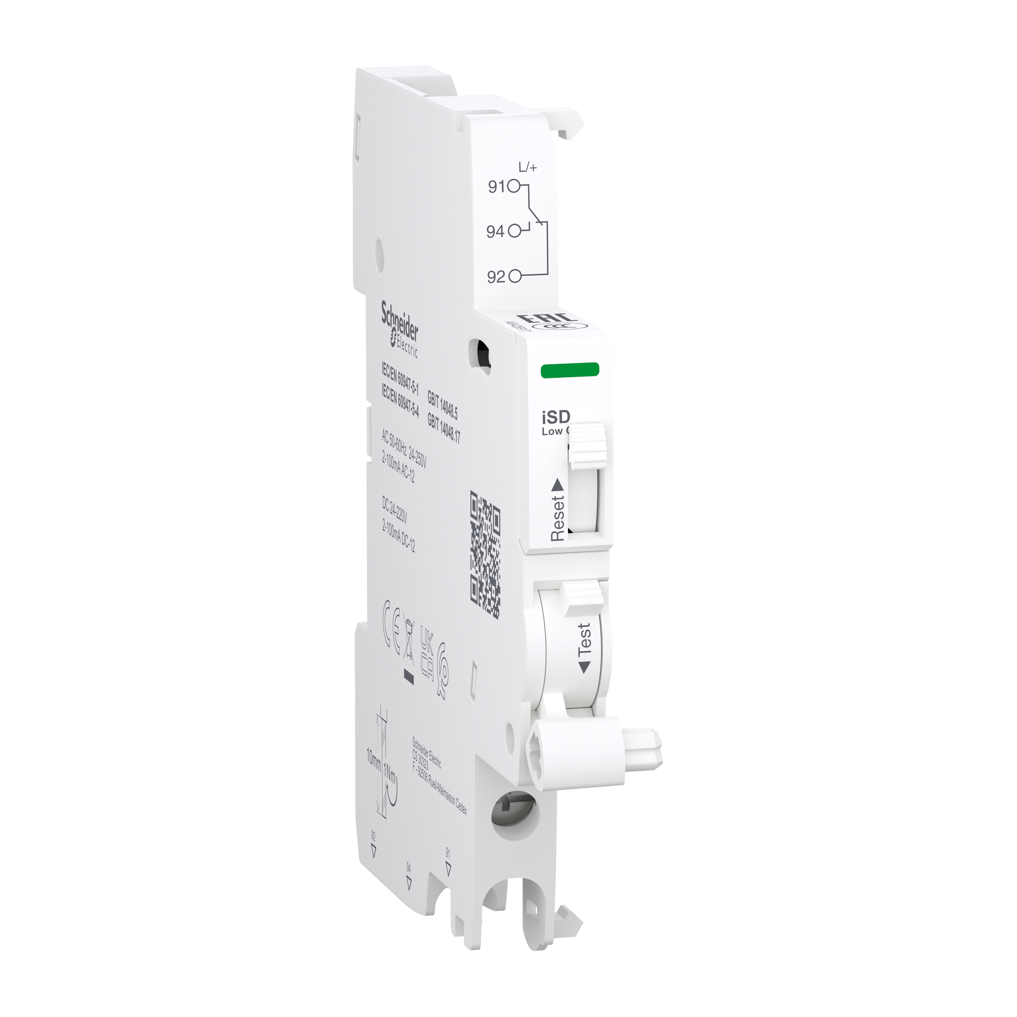 Acti9 A9A iSD auxiliary contact - 2-100mA AC-DC bottom wiring