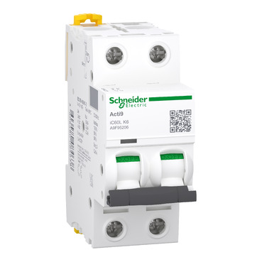Kismegszakító 2P 6A K-jelleg 400V AC/DC 15kA/60898 50kA/60947 Acti9 iC60L Schneider