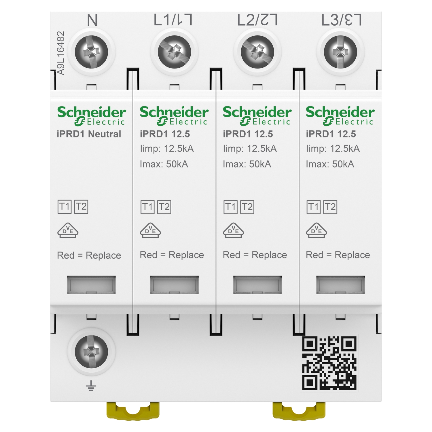 A9L16482 - Acti9 - Parafoudre iPRD1 12,5r - 3P+N - Débro T1 - 350V - report  signal - TT/TN - Professionnels