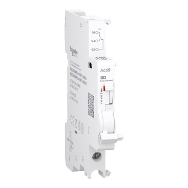 Auxiliary contact, Acti9 A9N, SD, 1 C/O, 2mA to 100mA, 24VAC to 250VAC, 24VDC to 220VDC, bottom connection - Image