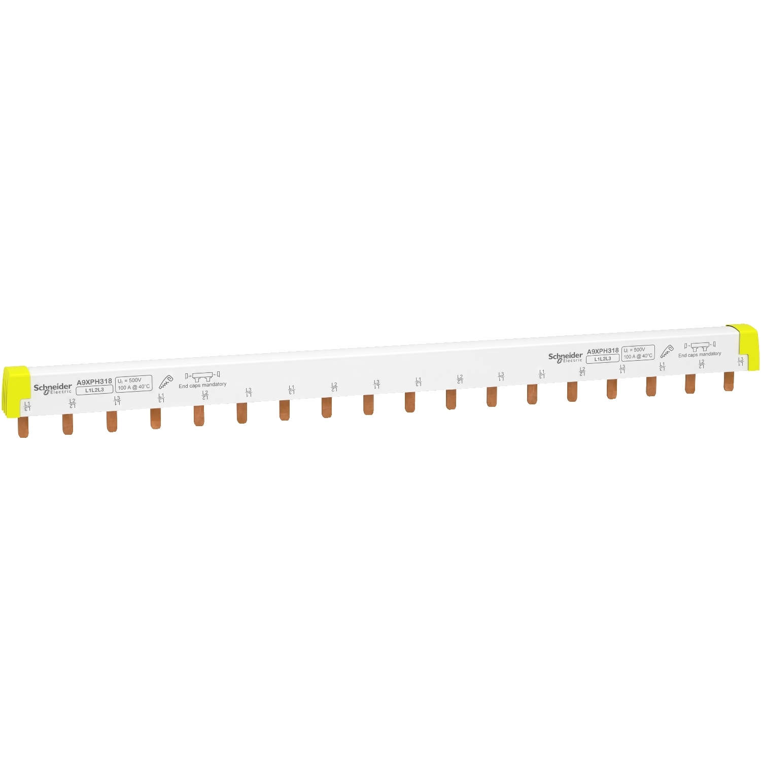 Sorolósín komplett csapos 3F 3P 100A 18M 16mm2/ 324mm szigetelt 18mm-osztás Acti9 Schneider