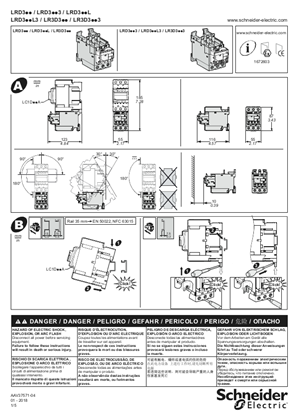 LRD3.., LRD3..3, LRD3..L, LRD3..L3, LR3D3.., LR3D3..3 - Everlink 3-pole thermal overload relays 18.5 to 37 kW - Instruction sheet