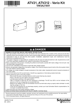 Instruction Sheet Vario kit - VW3A21801
