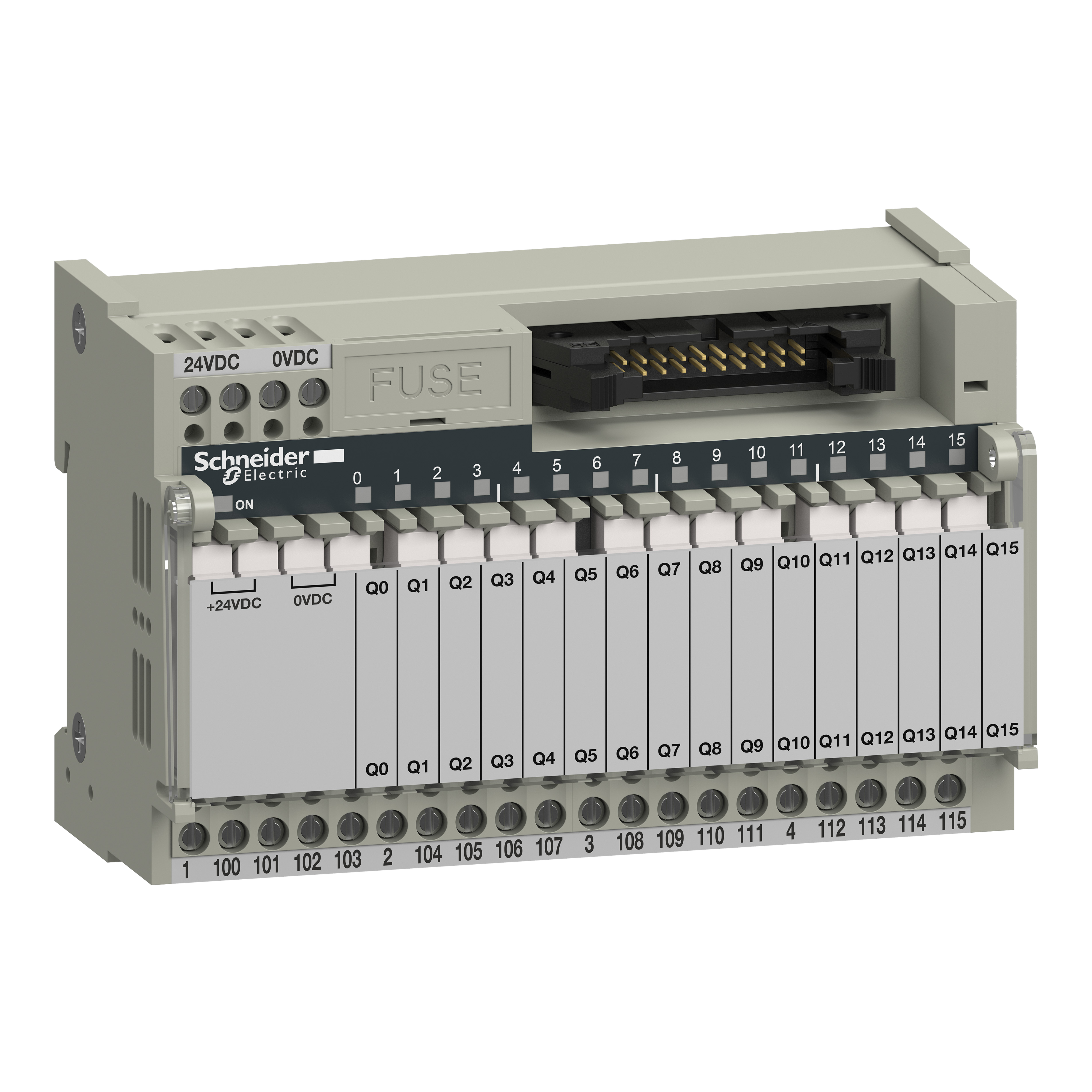 Sub-base with plug-in electromechanical relay ABE7, 16 channels, relay 5 mm