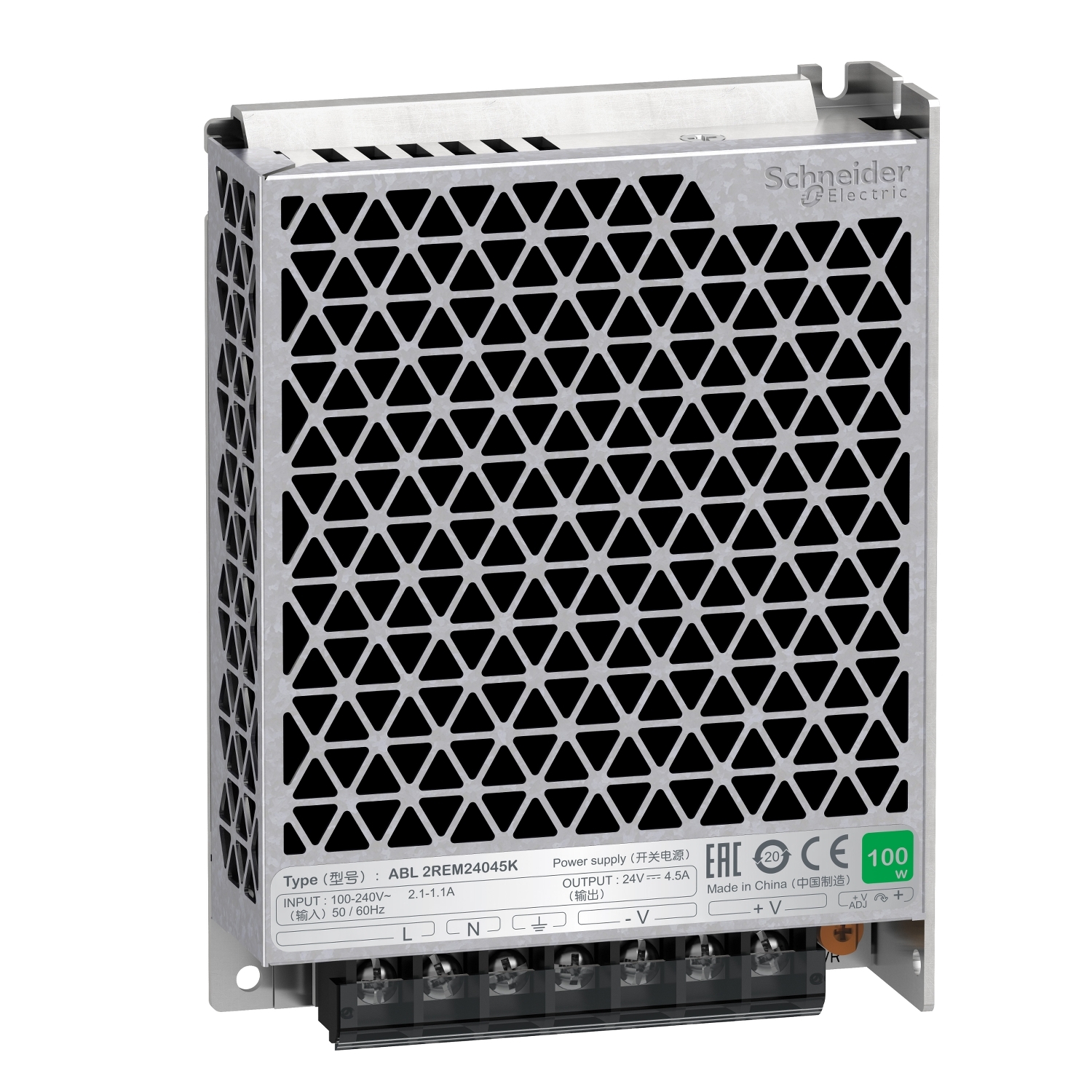 single phase power supply - 100...240V input - 24V DC output - 100W - 4，5A