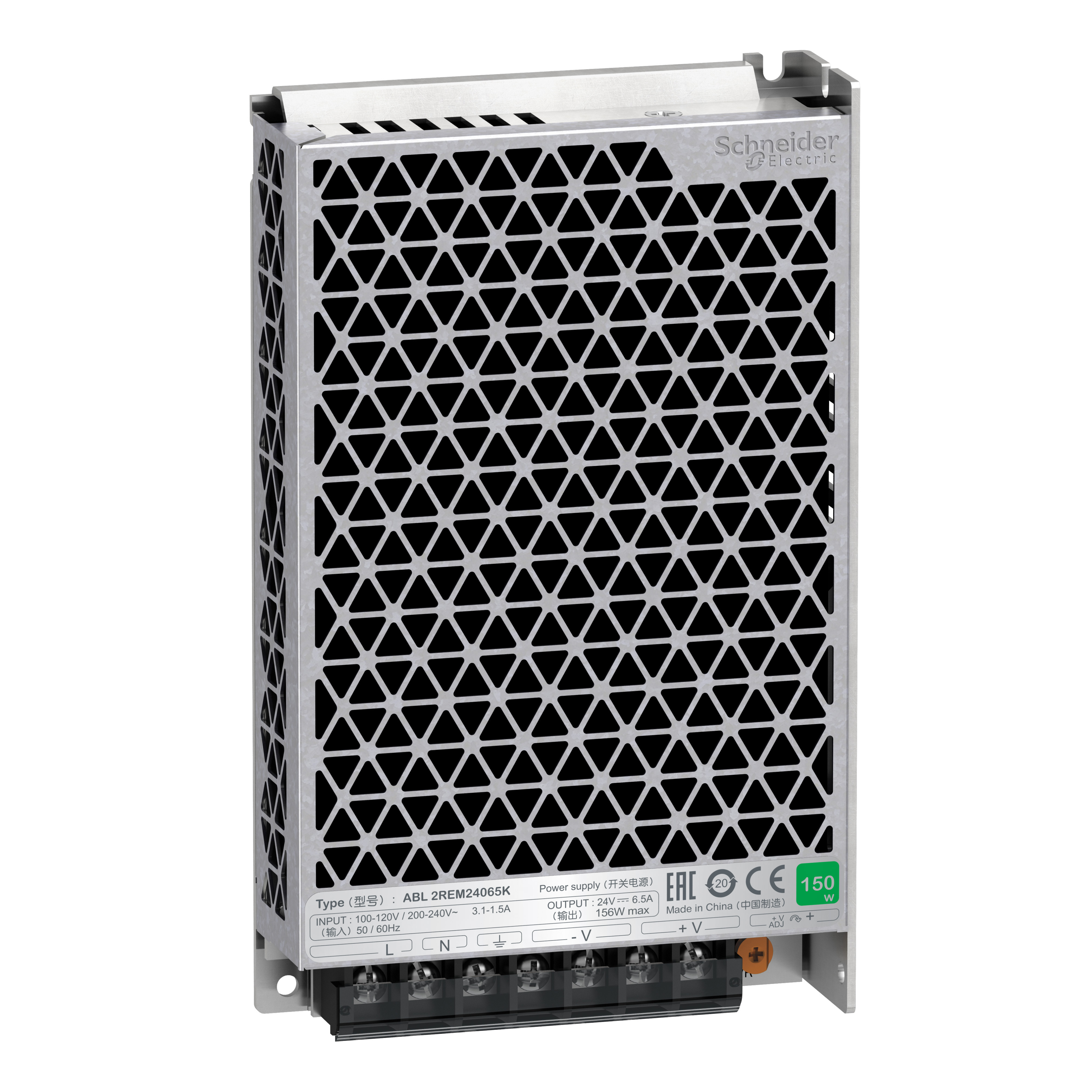 single phase power supply, 100...240V input, 24V DC output, 156W, 6,5A