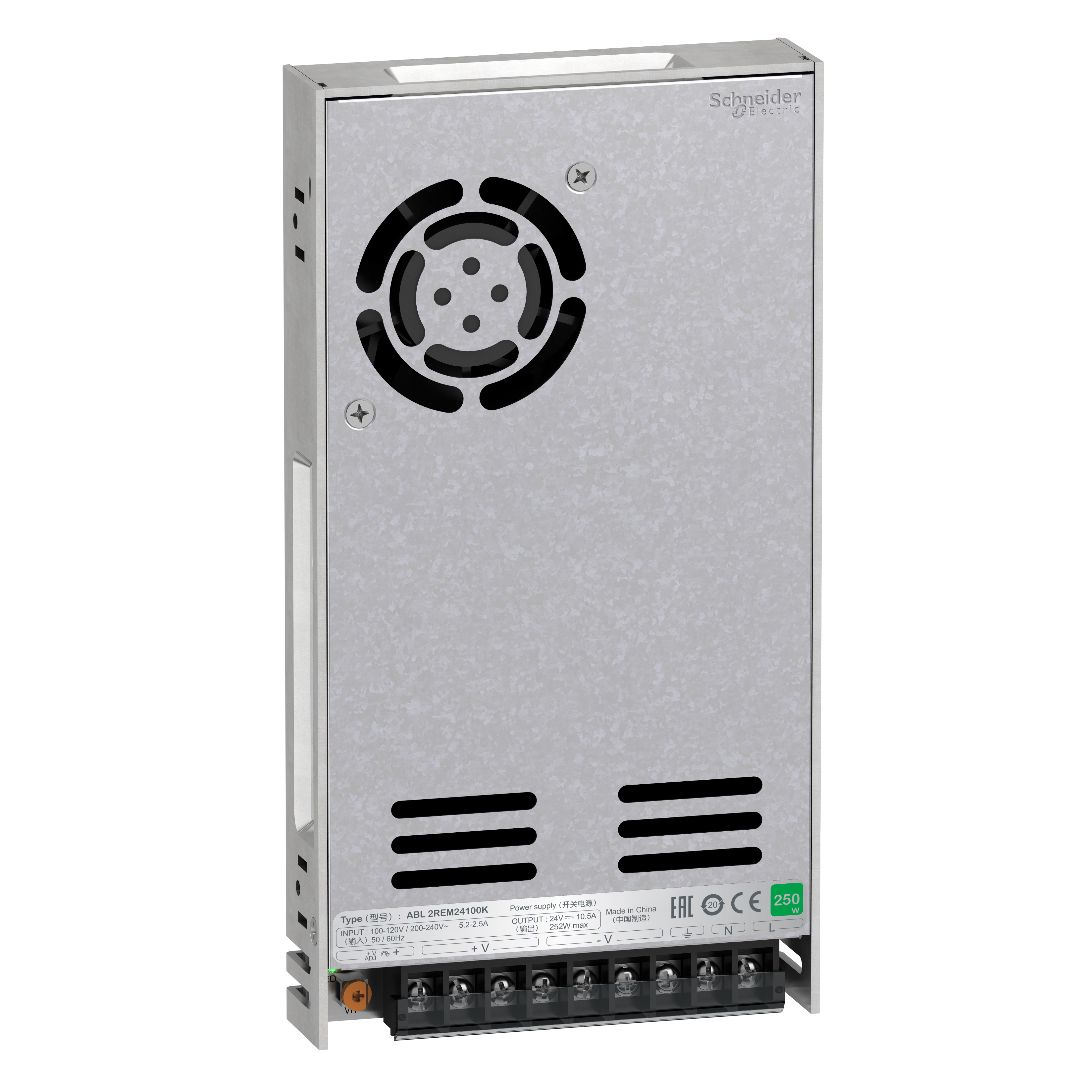 single phase power supply, 100...240V input, 24V DC output, 252W, 10,5A