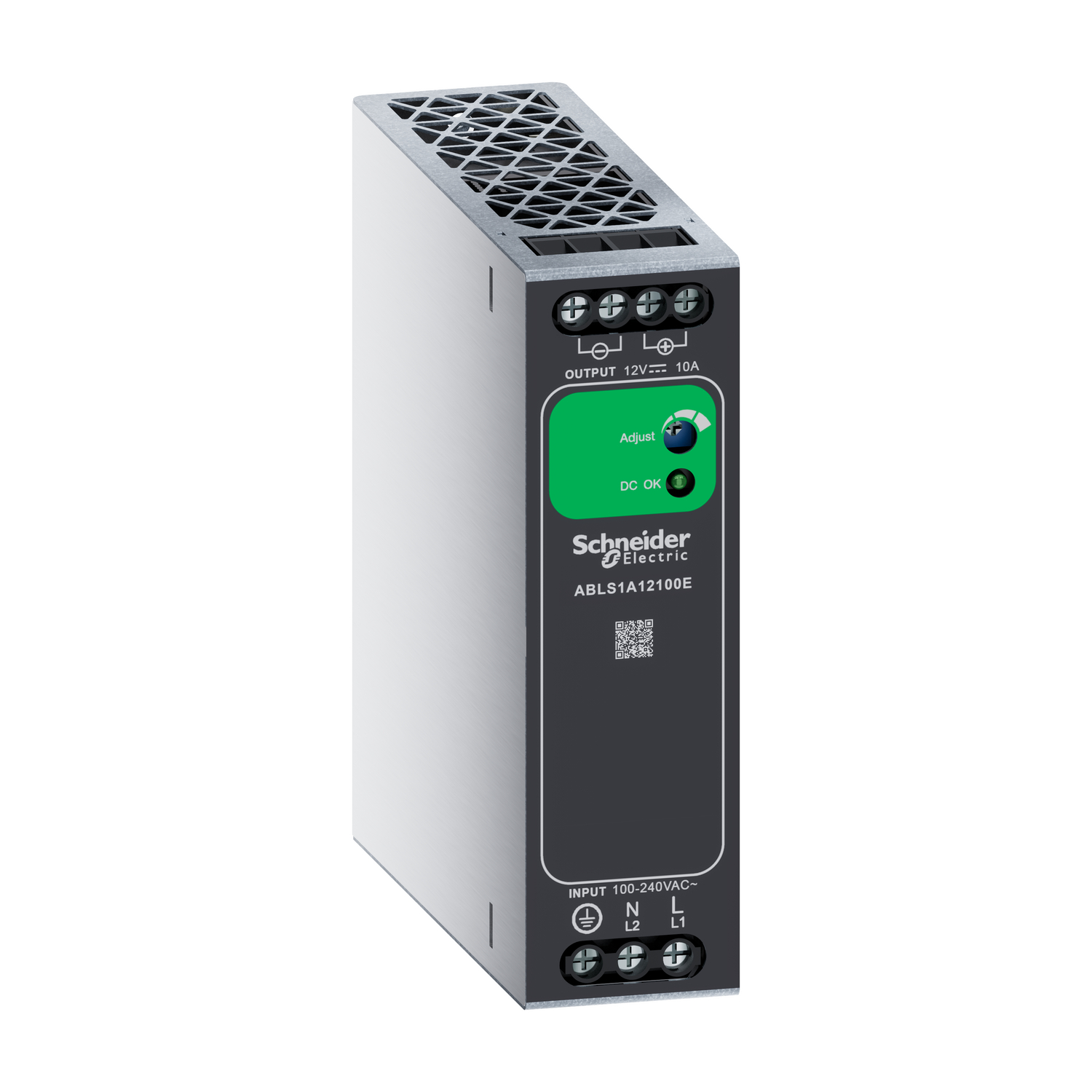 single phase power supply, 100 to 240V AC input, 12V DC output, 120W, Din-rail, IP20