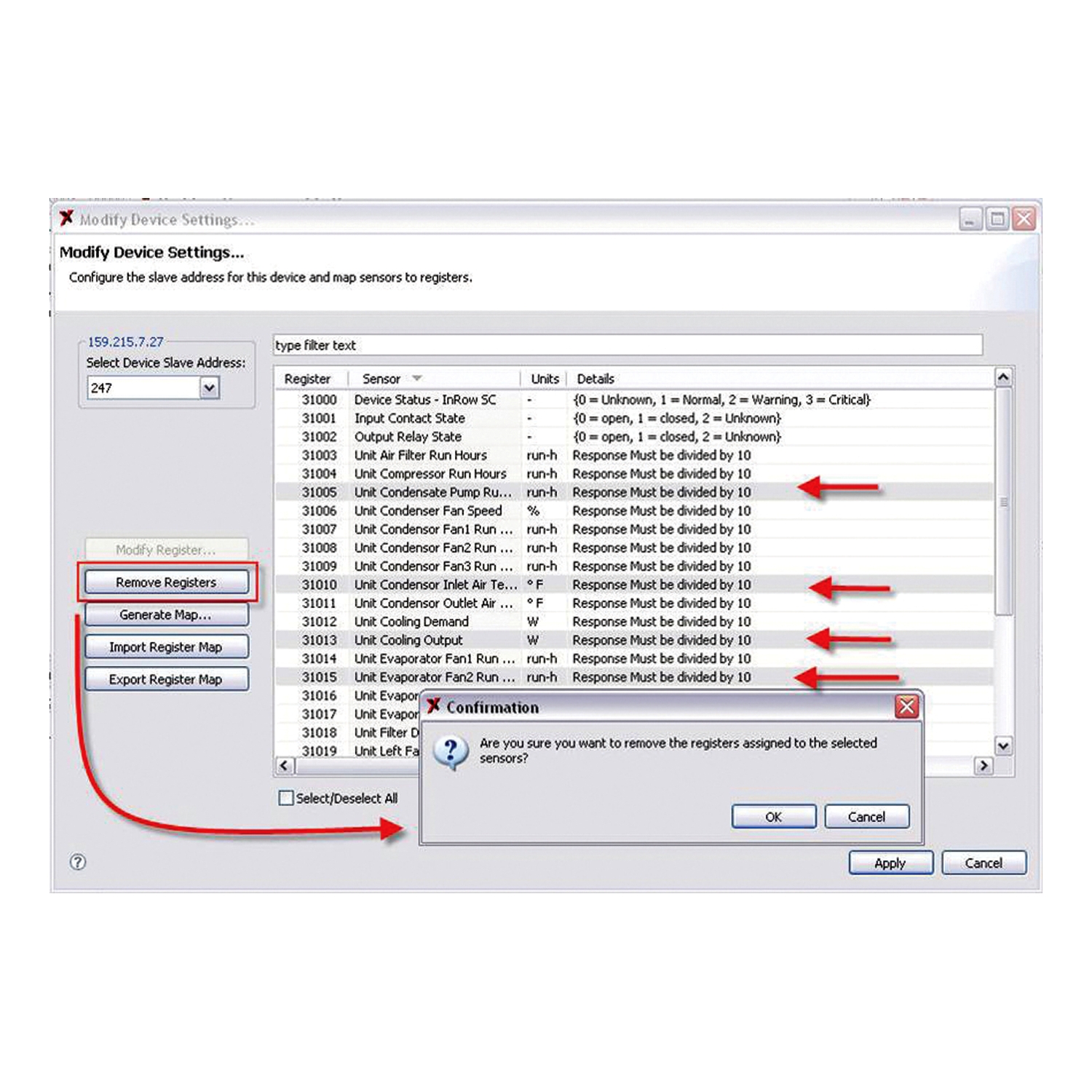 Data Center Expert Modbus TCP Output