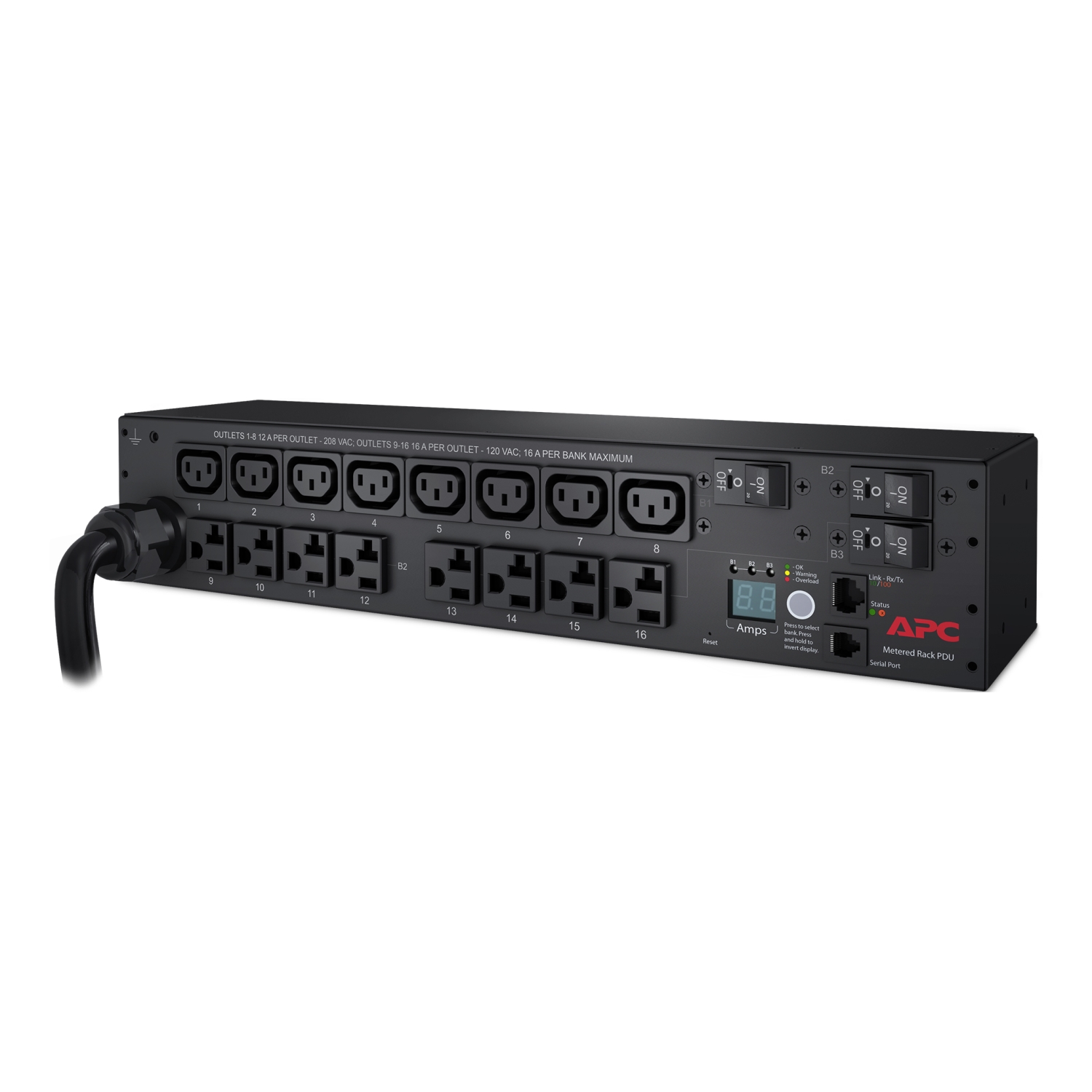 商品画像：APC Rack PDU, Metered, 2U, 30A, 120/208V, (8) C13, (8) 5-20R 5