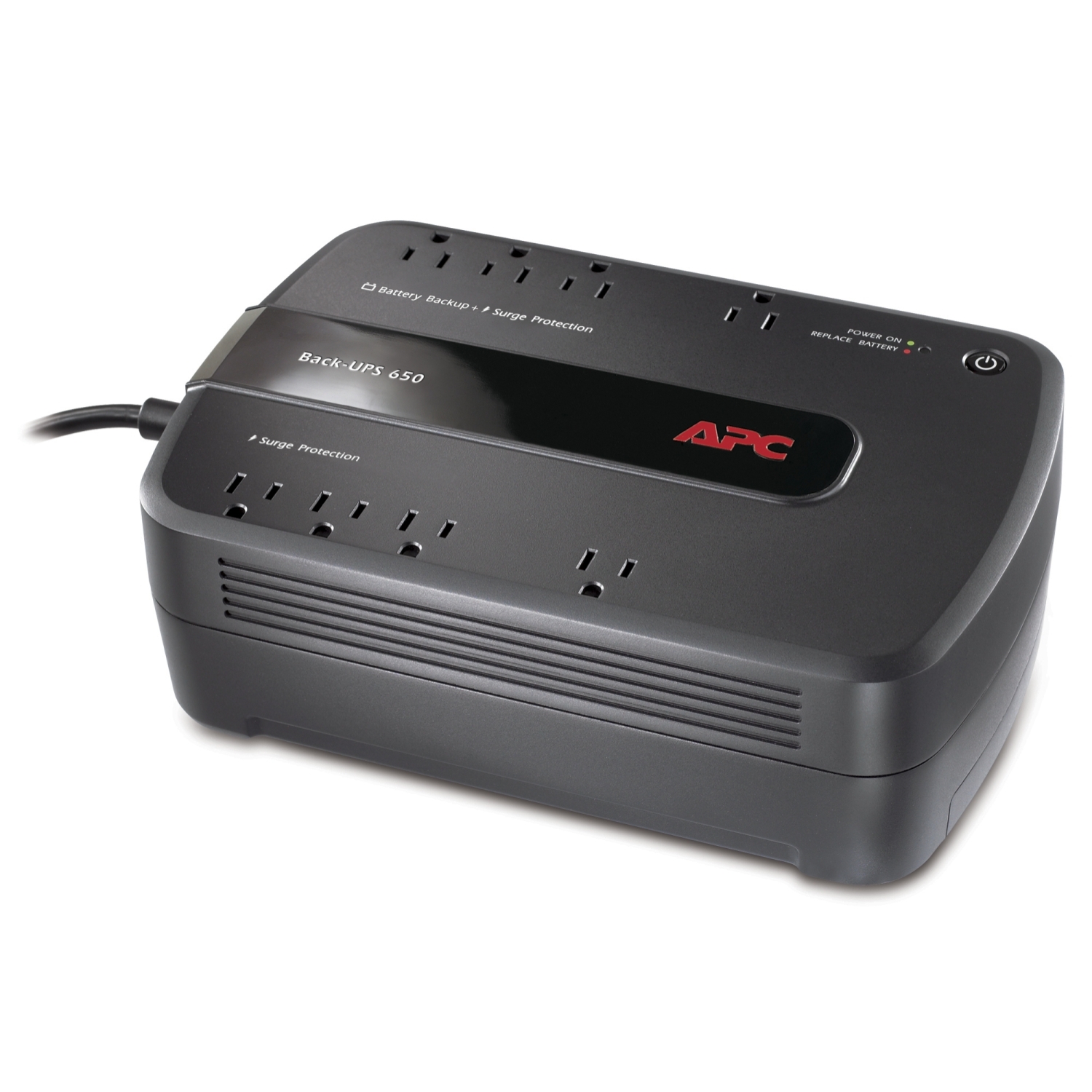 APC Back-UPS 650VA, 120V, 8 NEMA outlets (4 surge)