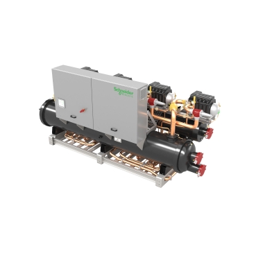 Water-cooled chillers for large water-cooled applications to be combined with remote dry-coolers, cooling towers, or remote condensers