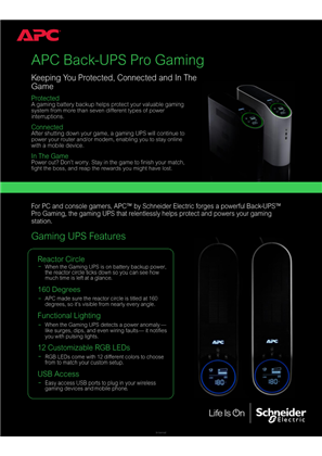 APC Gaming UPS 230V Brochure (EN)