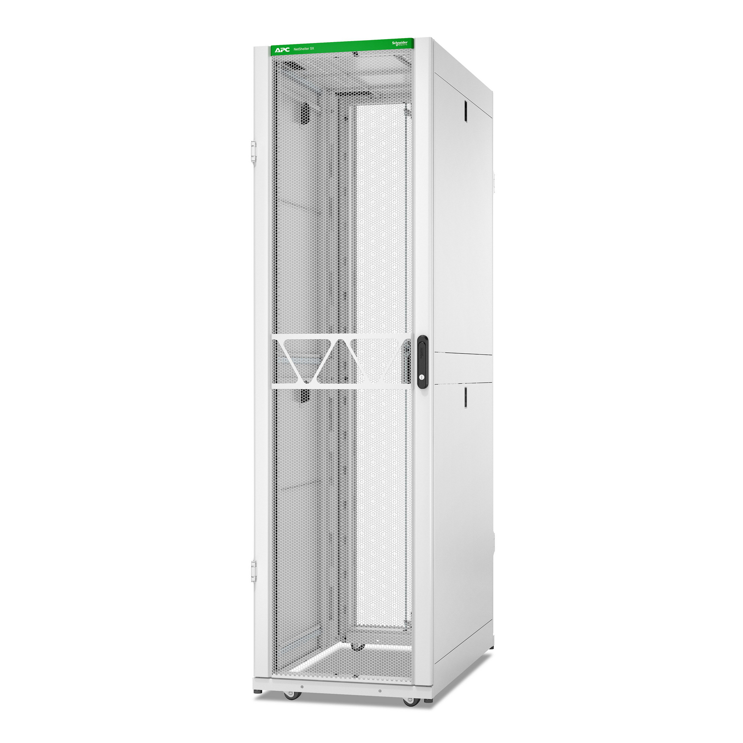 APC NetShelter SX Server Rack Gen 2, 45U, 2124H x 600W x 1070D mm, w/ Sides, White [TAA]