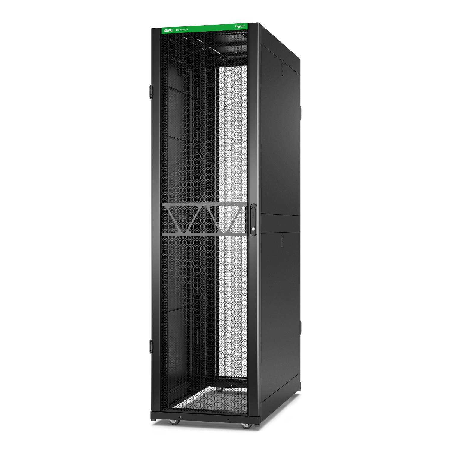 APC NetShelter SX Server Rack Gen 2, 45U, 2124H x 600W x 1200D mm, with Sides, Black [TAA]