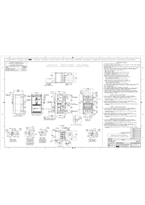 Outline Drawing | ASCO 7000 SERIES Bypass Isolation Transfer Switch (ACTB/ADTB/ATB) | 1000 - 3000 Amps | Frame G | 617441-001-A (IEC Metric)