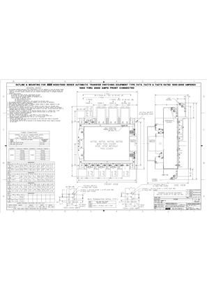 Outline Drawing | ASCO 4000 & 7000 SERIES Transfer Switch (ATS/ACTS/ADTS) | 1000 - 2000 Amps | Front Connected | 619589-A (IEC Metric)