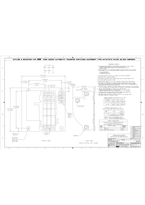 Outline Drawing | ASCO 7000 SERIES Transfer Switch (ATS) | 30-230 Amps | 719687-001-A (IEC Metric)