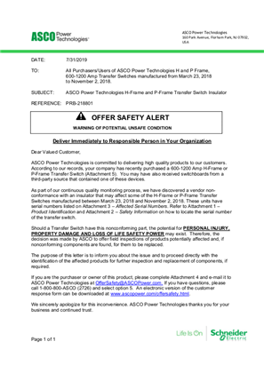 Offer Safety Alert - Canada Products
