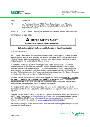 Offer Safety Alert - US Products
