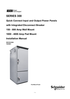 Installation Manual | SERIES 300 Quick Connect Power Panel with Breaker | 150 - 4000 Amp | 381333-504
