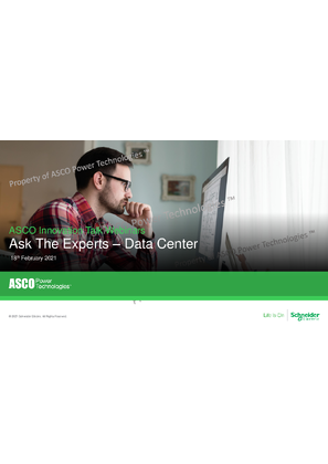 ASCO Innovation Webinar Presentation | Ask the Experts - Transfer Switches 