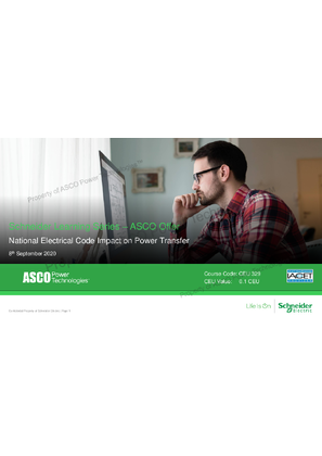 ASCO Learning Series Webinar | National Electrical Code Impact on Power Transfer