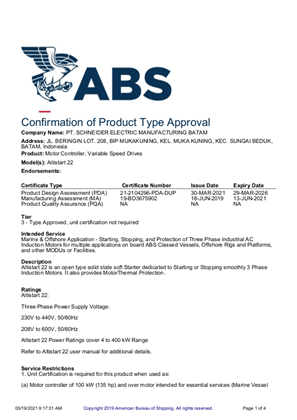 ATS22 ABS BATAM CERTIFICATE