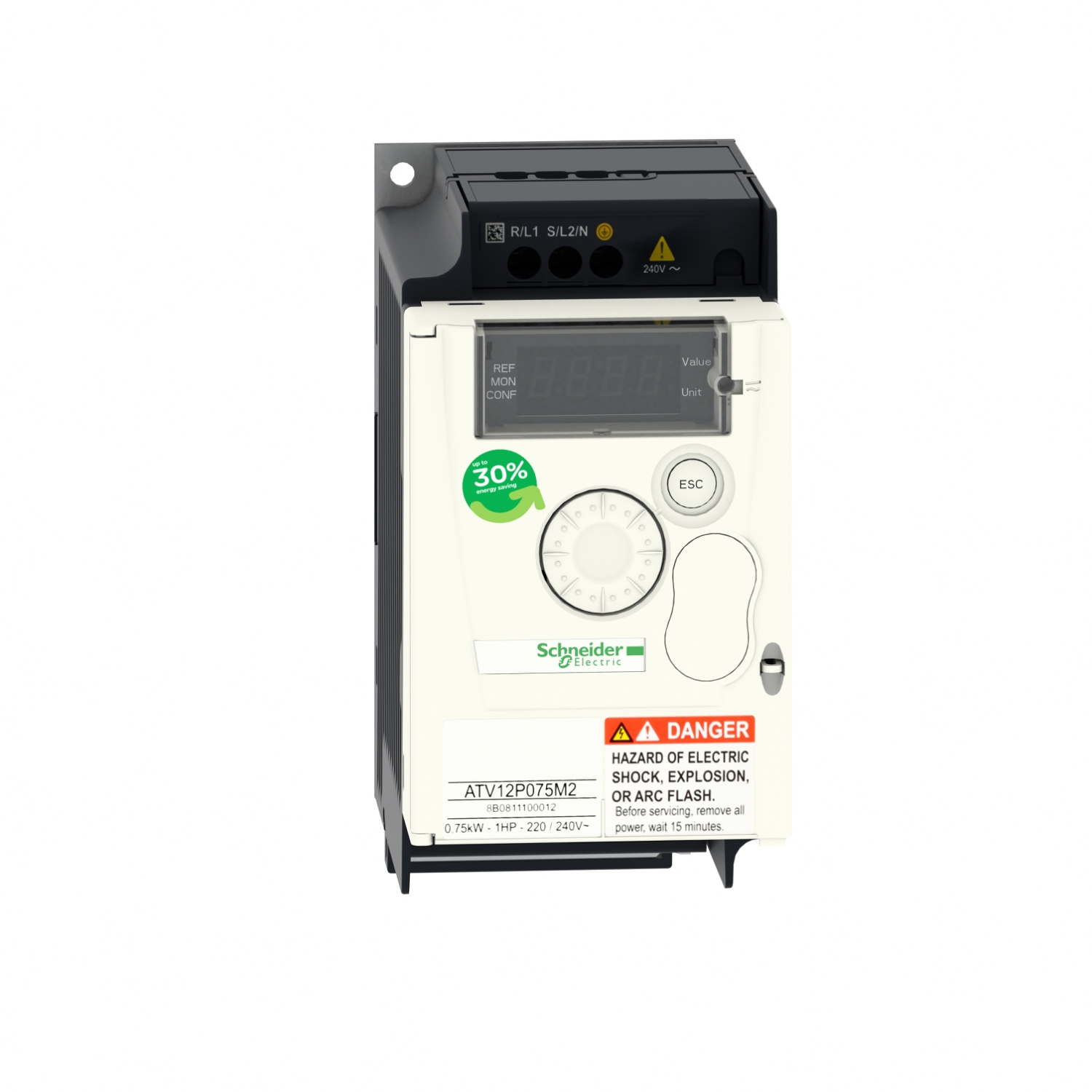ATV12P075M2 - variable speed drive, Altivar 12, 0.75kW, 1hp, 200 to
