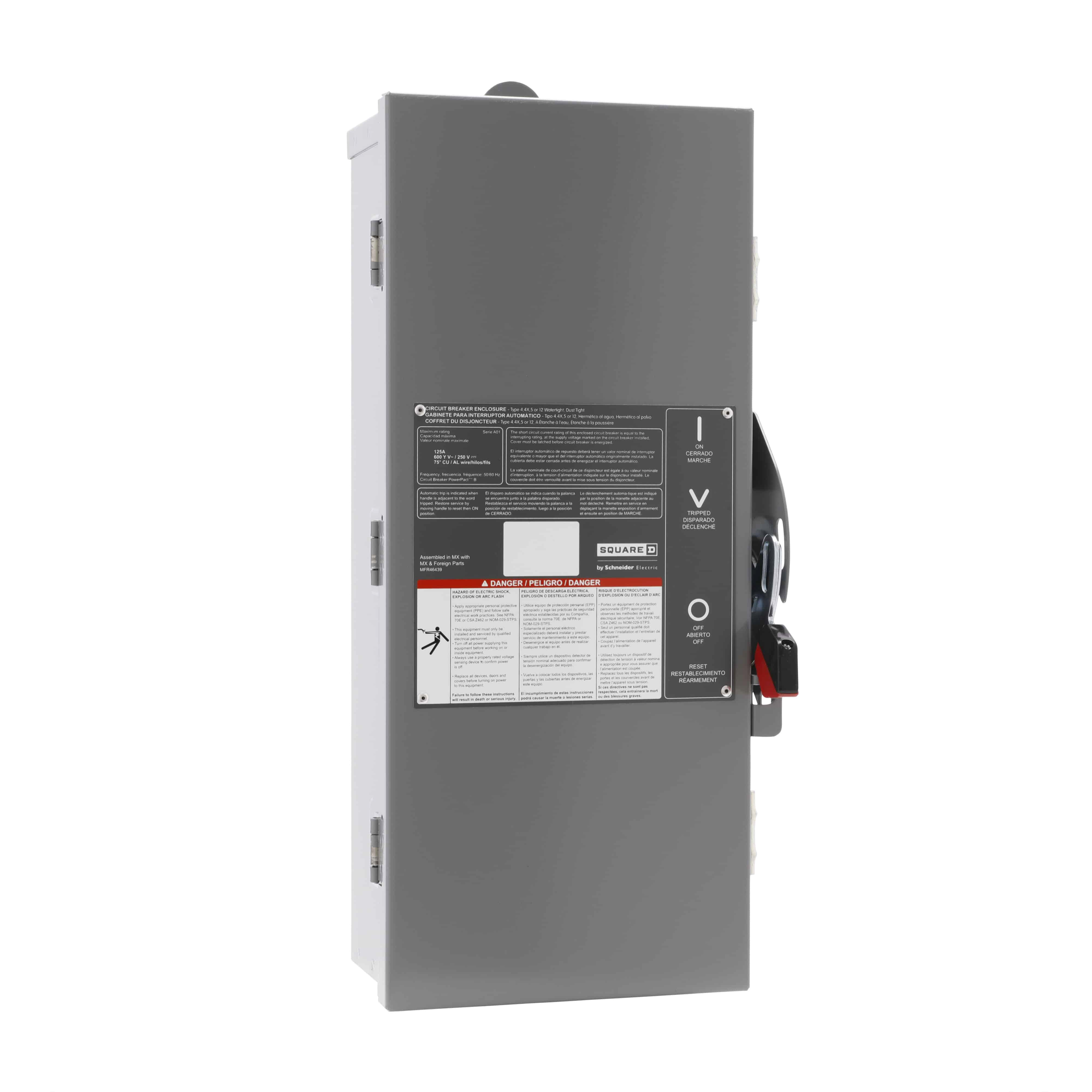 Circuit breaker enclosure, PowerPacT B, 15A to 100A, NEMA 12/3R, surface mount