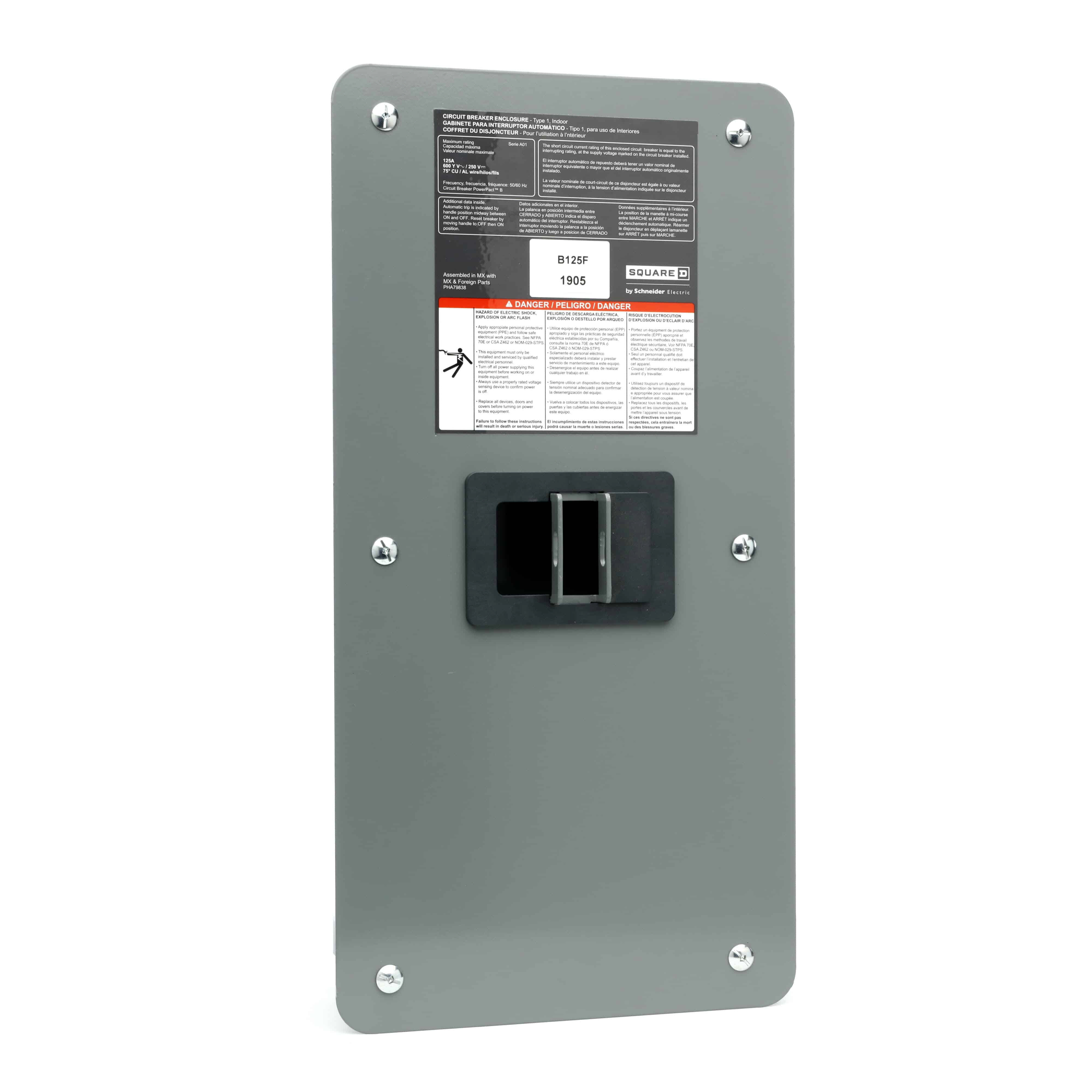 Circuit breaker enclosure, PowerPacT B, 15A to 100A, NEMA 1, flush mount