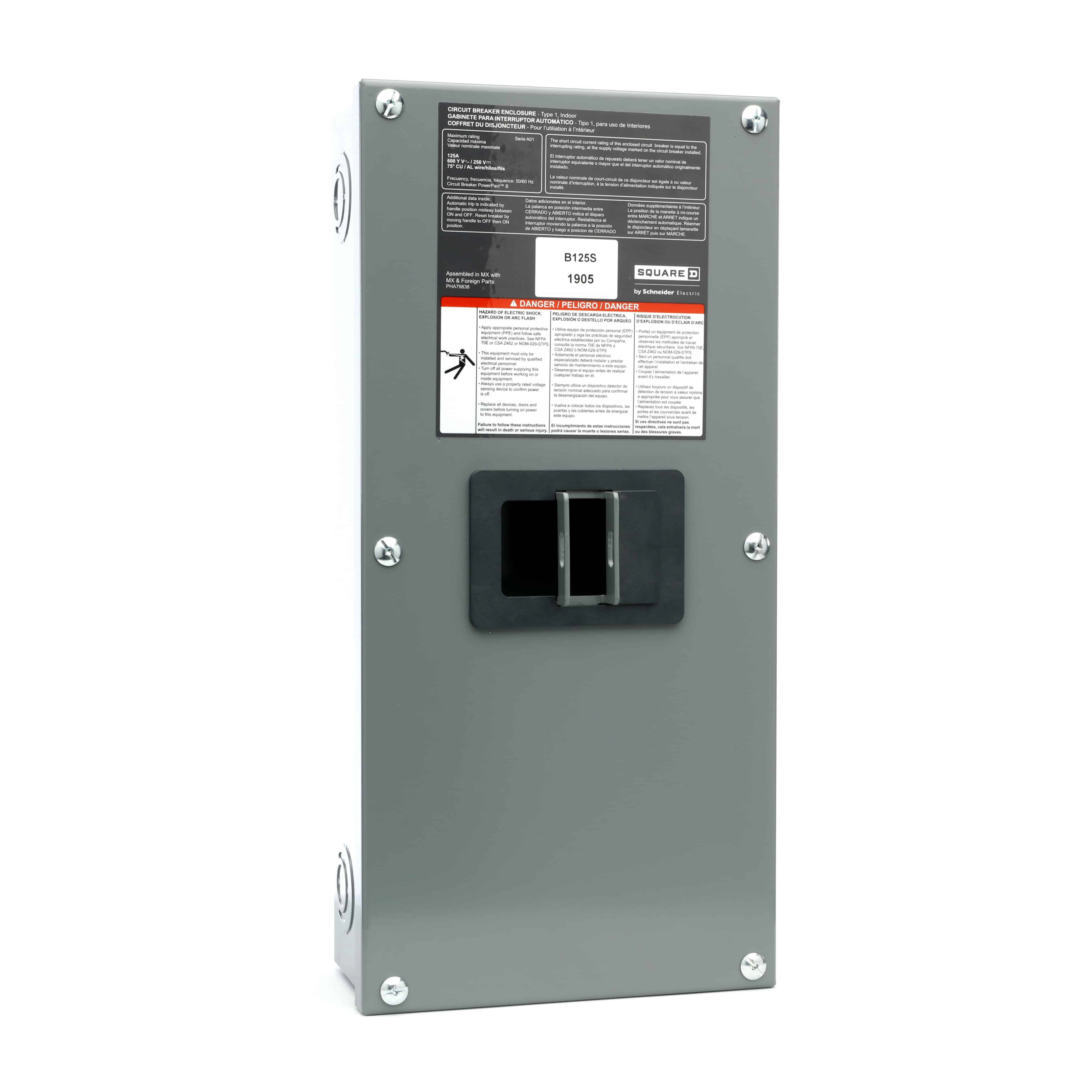 Circuit breaker enclosure, PowerPacT B, 15A to 100A, NEMA 1, surface mount