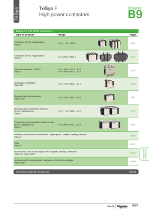 TeSys catalogue - 2020 - chapter B9 high power contactors TeSys F,V, FG, CR1F