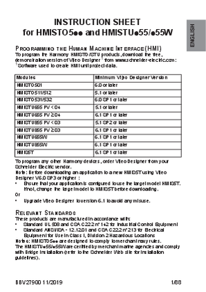 HMISTO5.. and HMISTU.55, HMISTU.55W Small Panels, Instruction Sheet