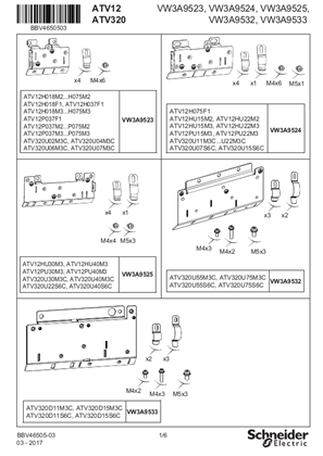Instruction Sheet - EMC Plate : VW3A9523,24,25,32,33