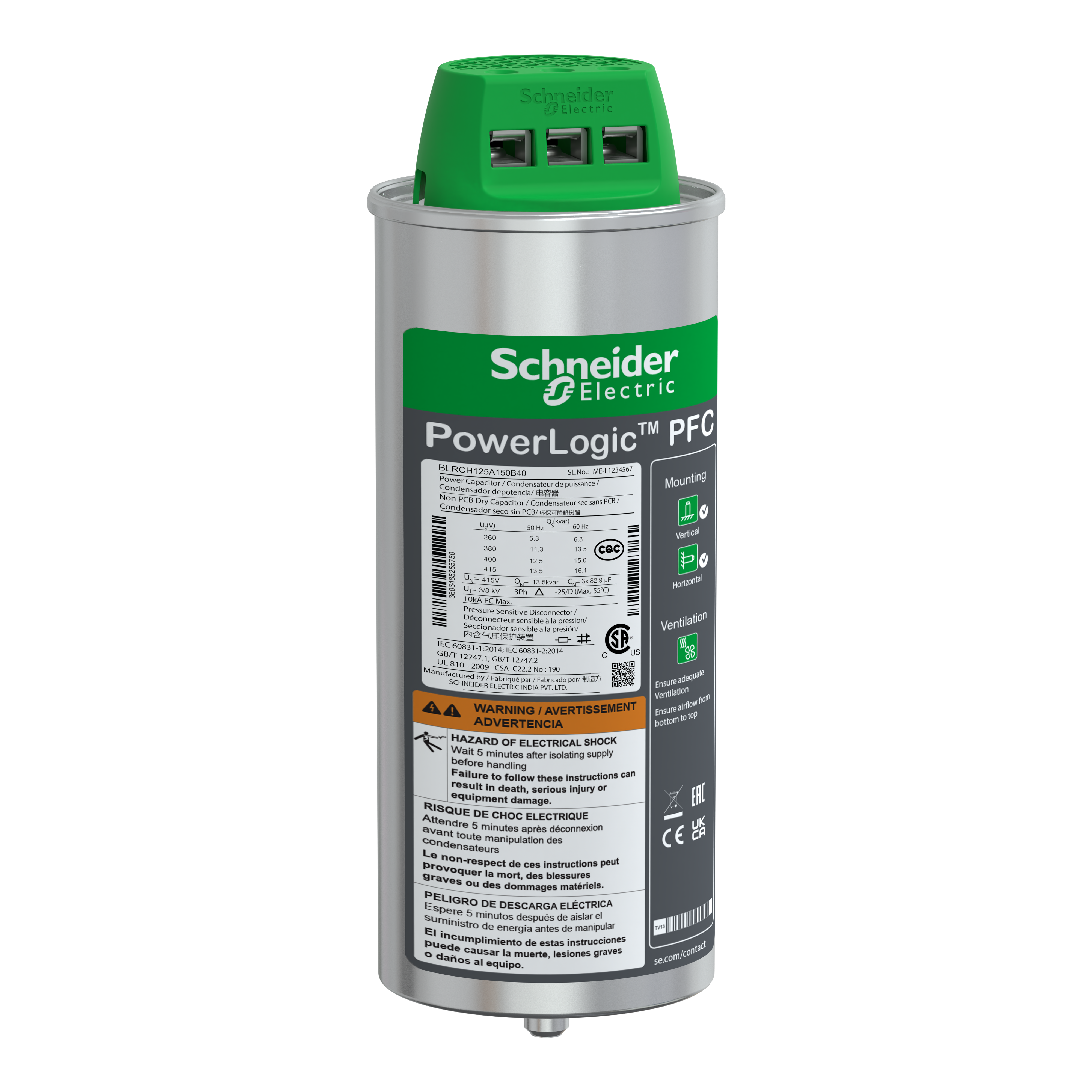 heavy duty PowerLogic PFC Capacitor, 12.5/15 kvar - 400 V - 50/60Hz