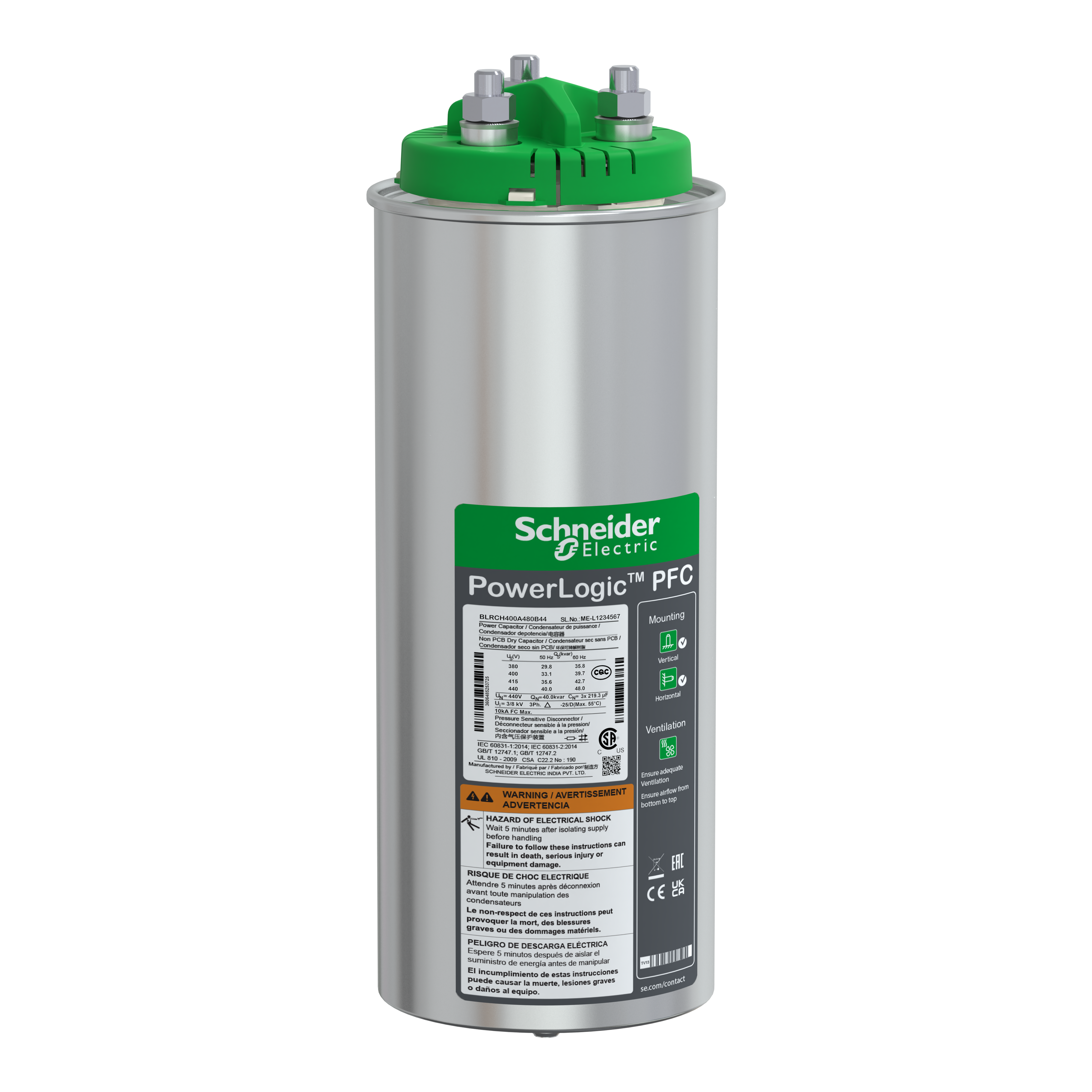 heavy duty PowerLogic PFC Capacitor, 40/48 kvar - 440 V - 50/60Hz