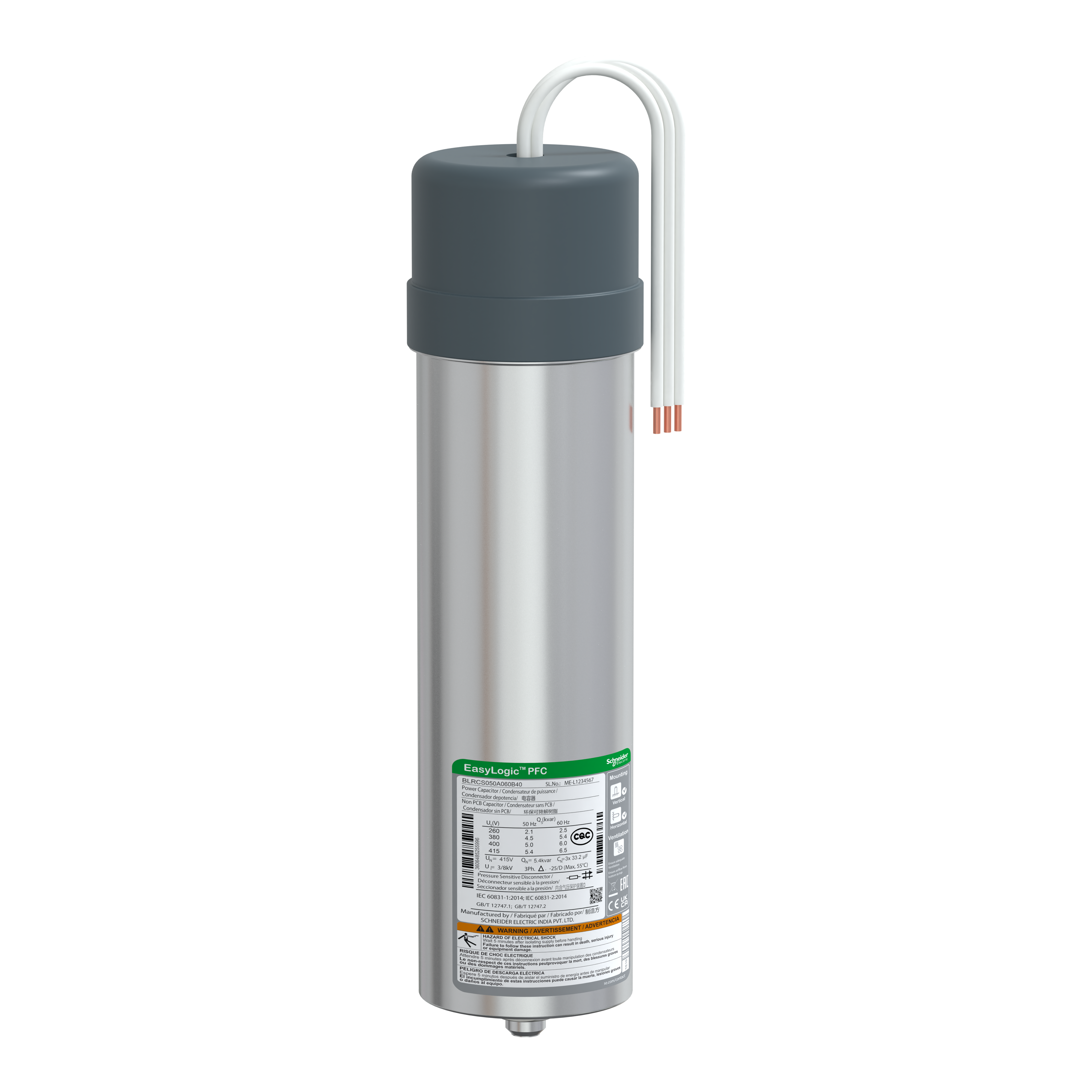 EasyLogic PFC Capacitor, 5/6 kvar - 400 V - 50/60Hz