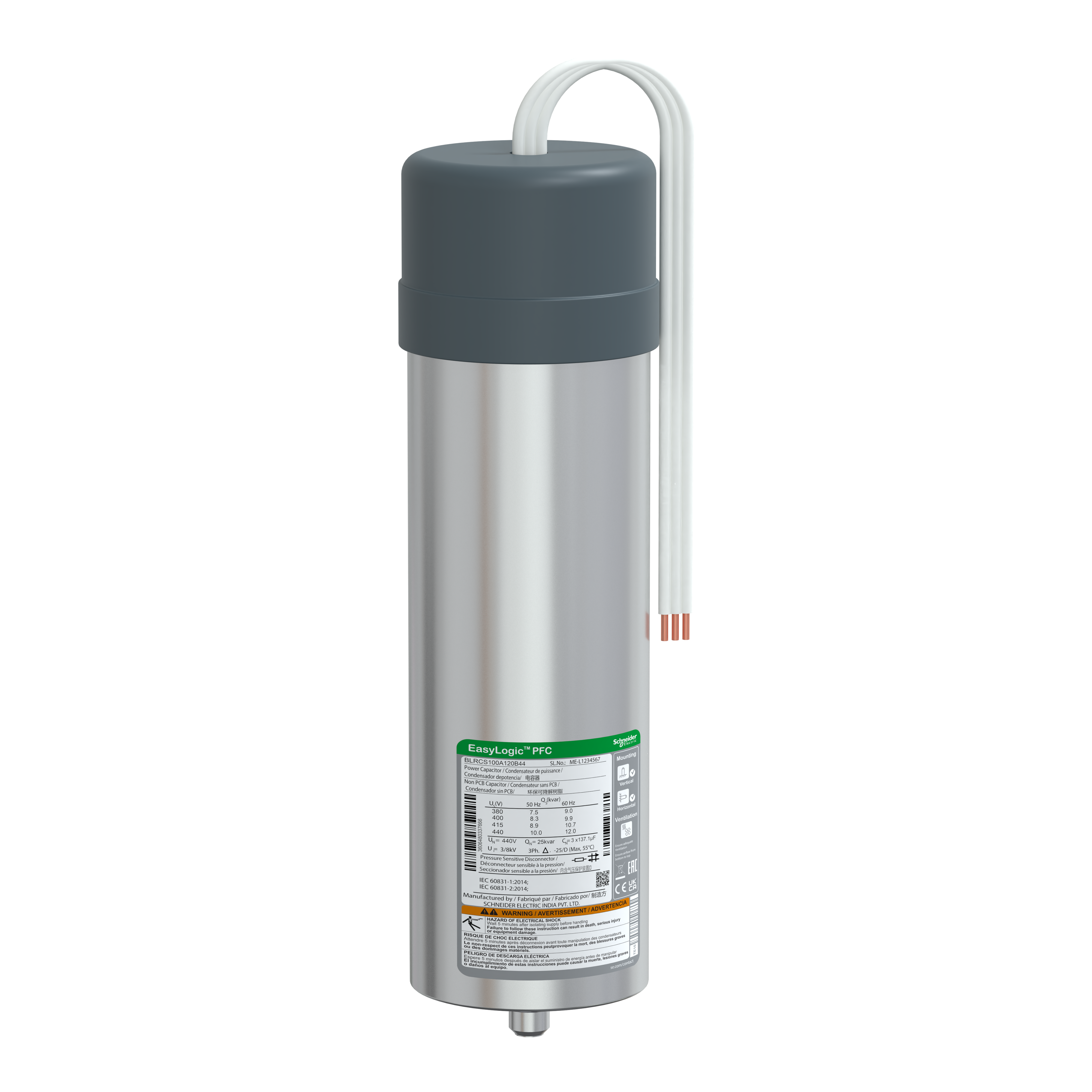EasyLogic PFC Capacitor, 10/12 kvar - 440 V - 50/60Hz