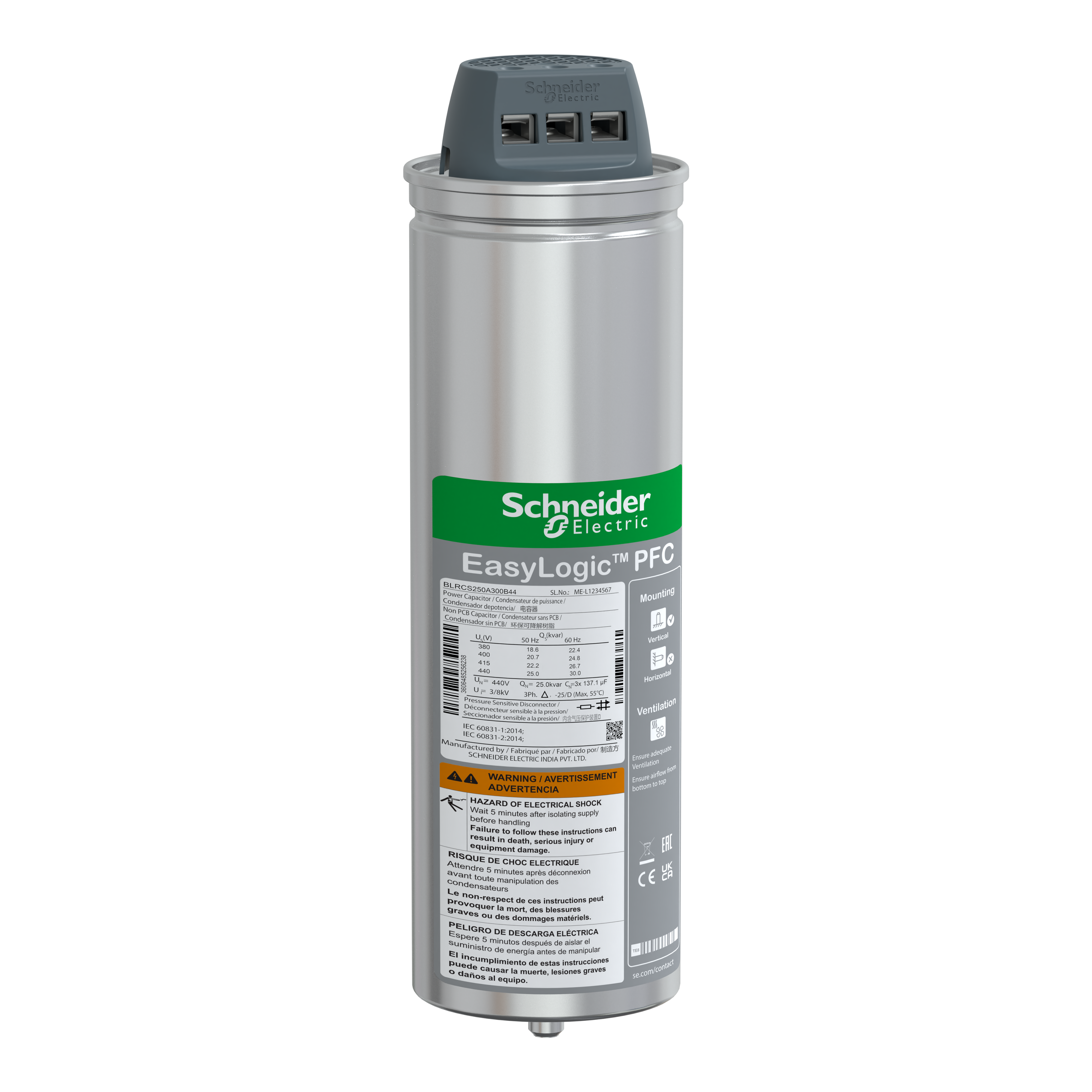 EasyLogic PFC Capacitor, 25/30 kvar - 440 V - 50/60Hz