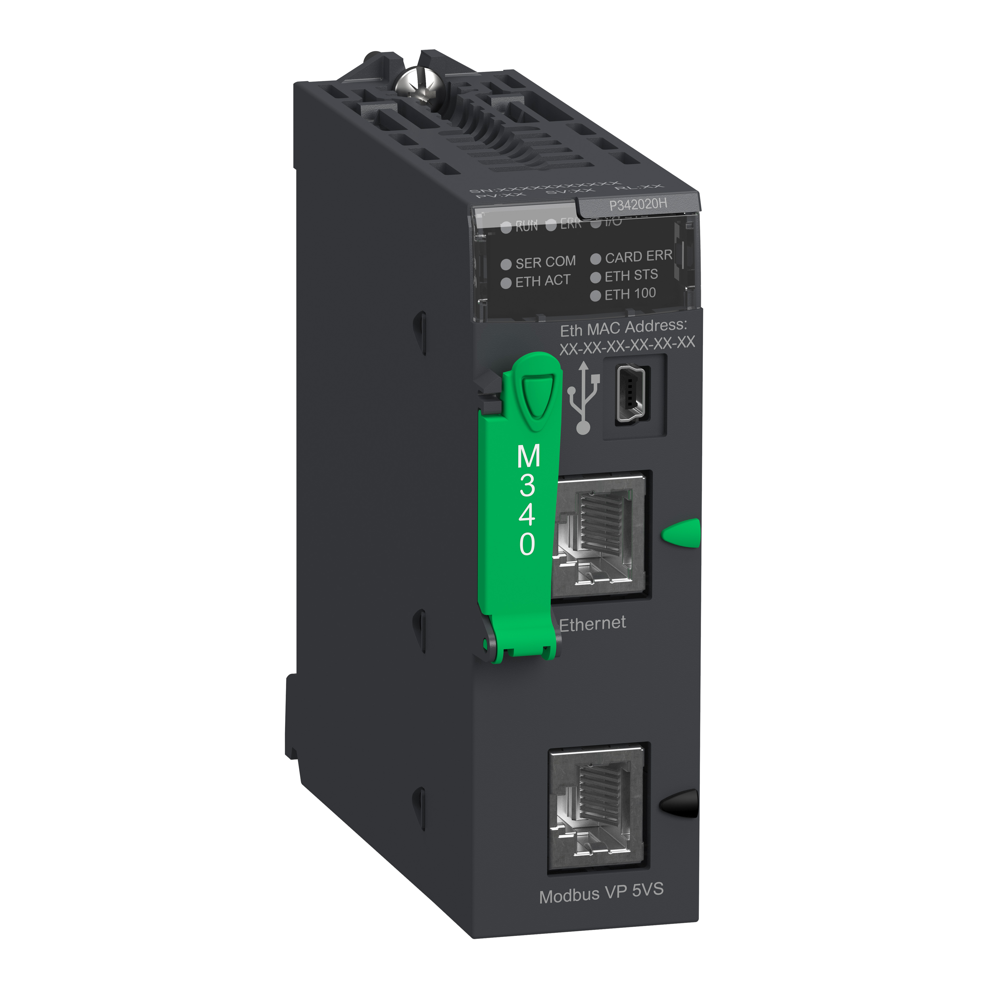processor, Modicon M340, max 1024 discrete, 256 analog IO, Modbus, Ethernet, for severe environment
