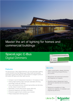 SpaceLogic, C-Bus Digital Dimmers, Technical Data Sheet_BQT4054600